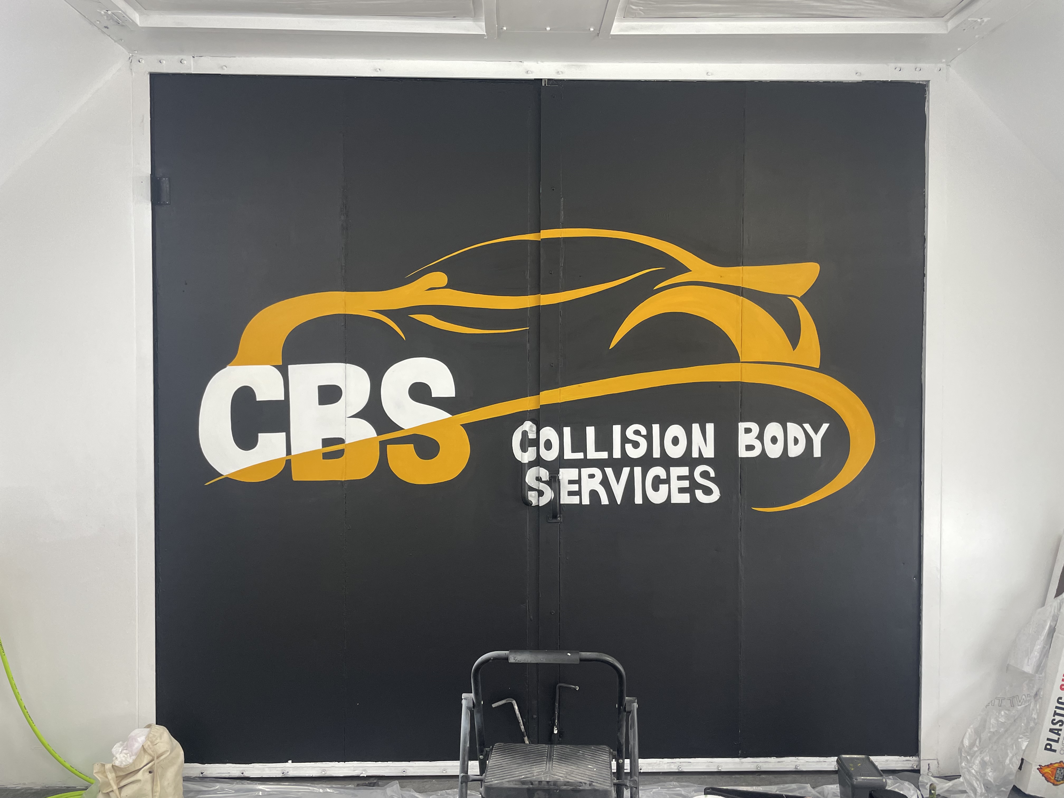 Hand-painted mural for CBS Collision Body Services.